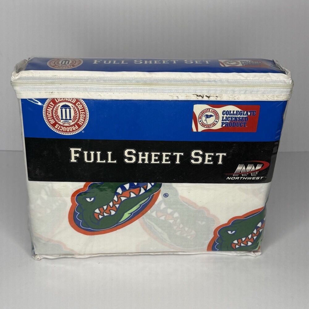 Florida Gators Full Sheet Set NCAA Collegiate Bedding Vintage Dorm Y2K Sports